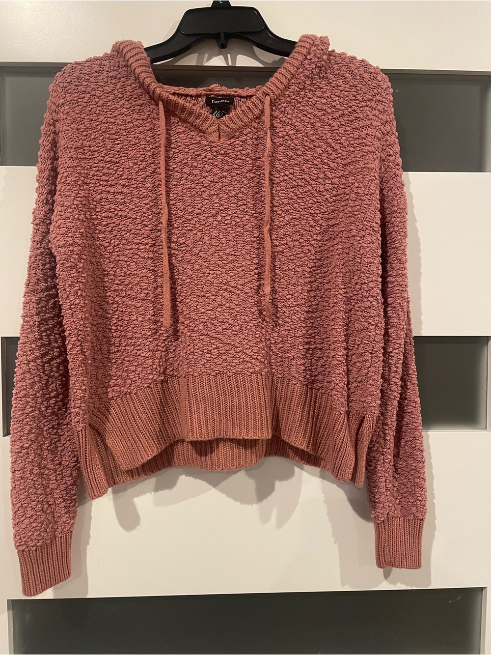 Rue21 Dusty Rose Popcorn Knit Hooded Sweater